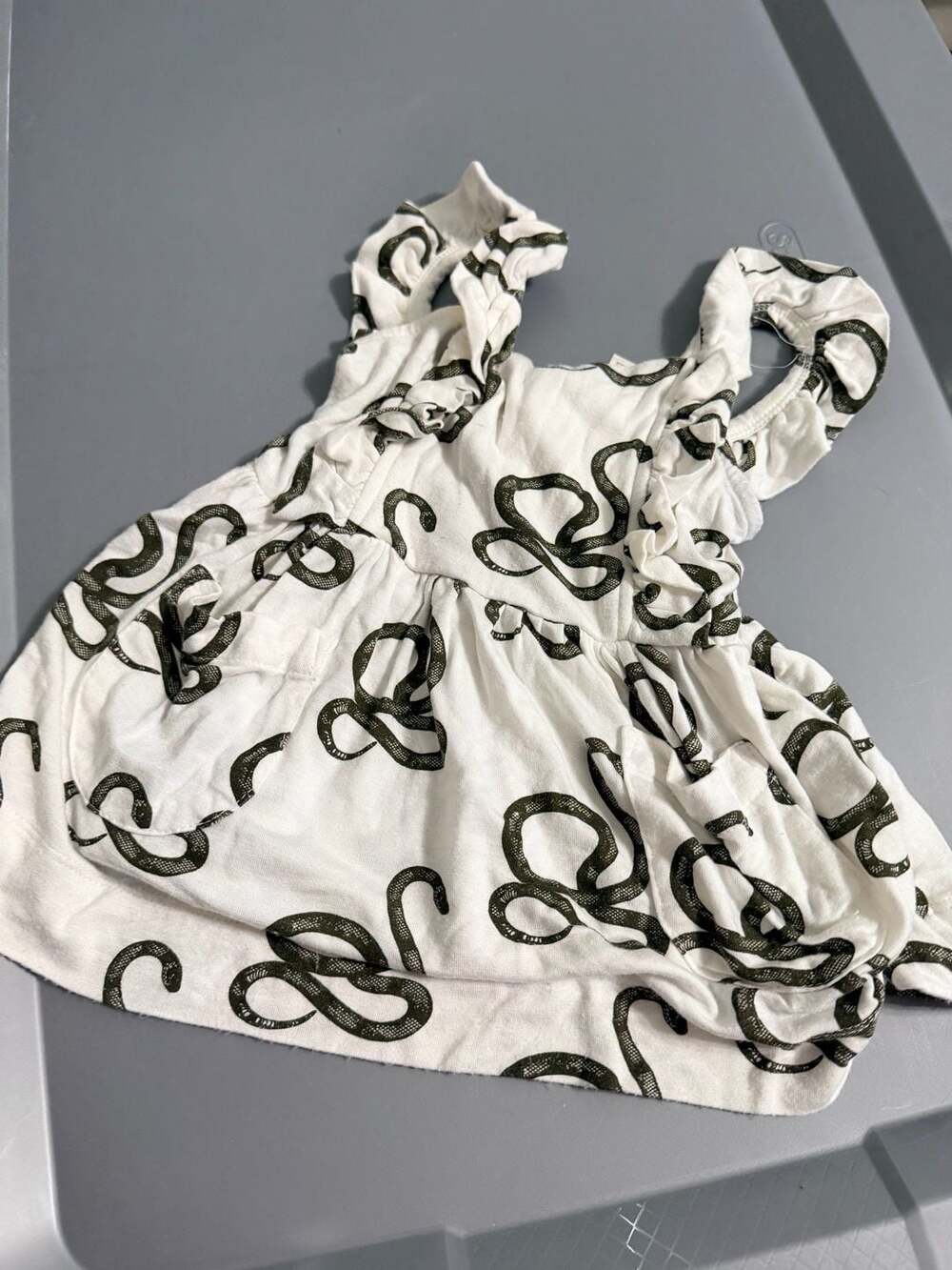 Kate Quinn Snake Print Ruffle Dress Size 6-12 M
